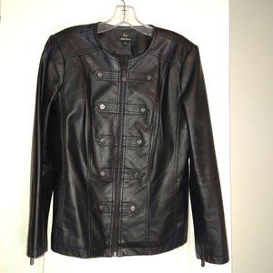 Dennis Basso - Black Faux Leather Moto Jacket, Small